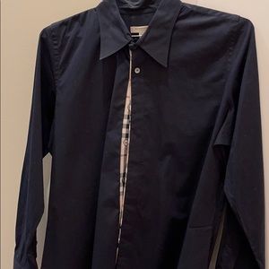 Black Burberry cotton blouse - Burberry plaid trim